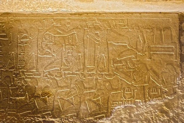Karnak Temple Ruins Temple Embossed Hieroglyphs Wall — Stock Photo, Image