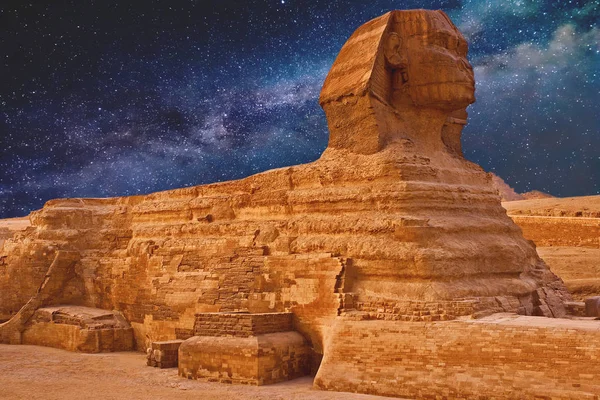 Vista Esfinge Egipto Meseta Guiza Desierto Del Sahara —  Fotos de Stock