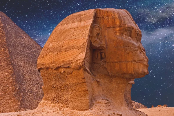 Vista Esfinge Egipto Meseta Guiza Desierto Del Sahara —  Fotos de Stock