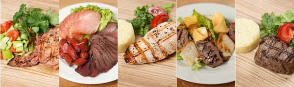 Food Collage Different Kinds Eat — Stock Photo, Image