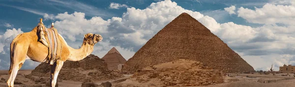 Giza Plateau Saharské Pouště Velké Pyramidy Káhiře — Stock fotografie