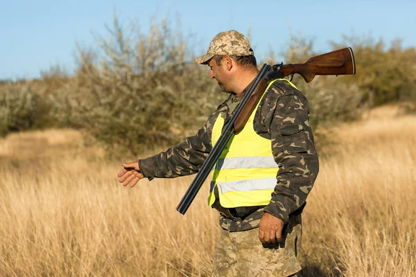 Chasseurs Avec Drathaar Allemand Épagneul Chasse Pigeon Avec Des Chiens — Photo