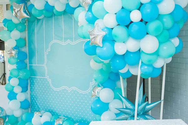 colorful background with balloons and decorations