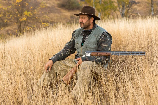 Chasseur Avec Drathaar Allemand Épagneul Chasse Pigeon Avec Chiens Gilets — Photo