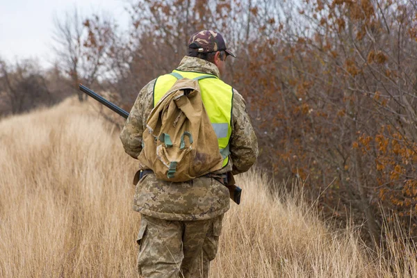 Jägare Med Tyska Drathaar Och Spaniel Duva Jakt Med Hundar — Stockfoto