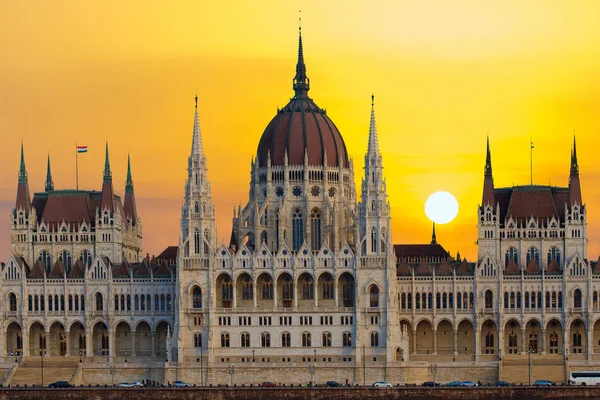 Parliament Building Sunset Budapest Hungary — Stockfoto
