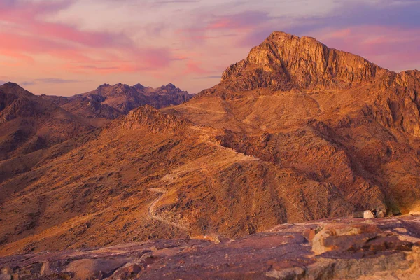 Amazing Sunrise at Sinai Mountain, Beautiful dawn in Egypt, Beautiful view from the mountain