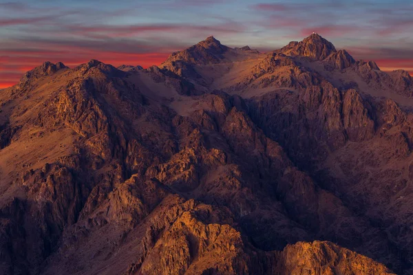 Fantastiska Sunrise Sinai Berg Vacker Gryning Egypten Vacker Utsikt Från — Stockfoto