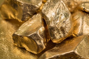 Close up of gold gemstones 