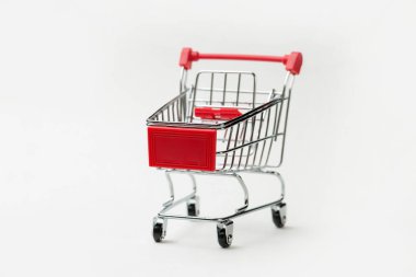 Bitcoin tekerlekli market arabası. Teknolojik atılım kavramı, online alışveriş.