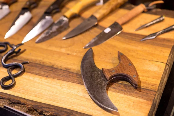 Set Knives Wooden Stand — Stock Photo, Image