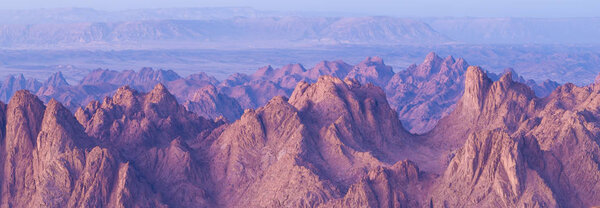 Amazing Sunrise at Sinai Mountain, Beautiful dawn in Egypt, Beautiful view from the mountain