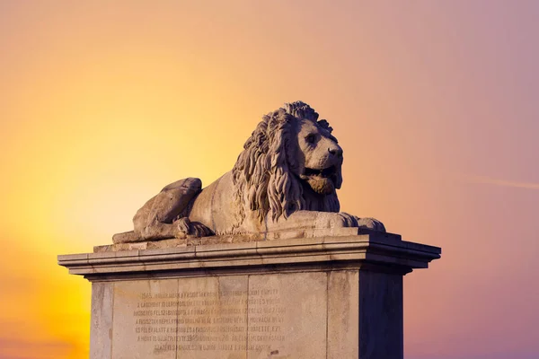 Lion Statue Sunset Background — Fotografia de Stock