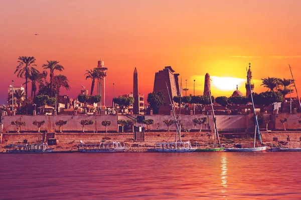 Starożytne Miasto Nad Brzegiem Nilu Egipcie — Zdjęcie stockowe