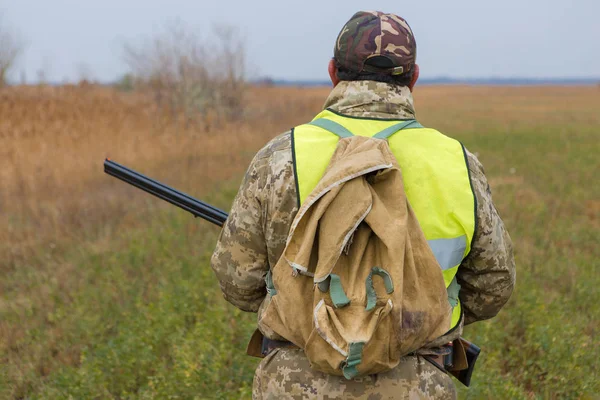 Hunter Gun Dog First Snow Steppe Hunting Pheasant Reflective Vest — Stock Photo, Image