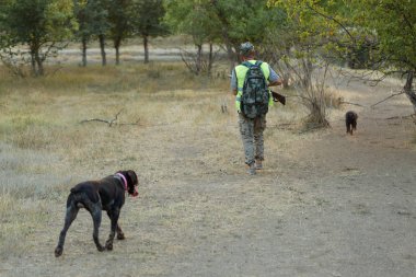 Av dönemi, sonbahar sezonu açıldı. Avcı, elinde silahla sonbahar ormanında av elbisesi içinde ganimet arıyor. Bir adam silahlı ve av köpeği avlıyor..