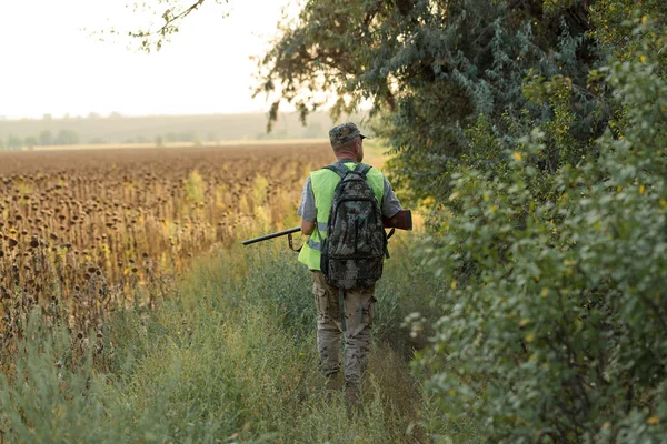 Περίοδος Κυνηγιού Φθινοπωρινή Περίοδος Ανοιχτή Ένας Κυνηγός Ένα Όπλο Στα — Φωτογραφία Αρχείου