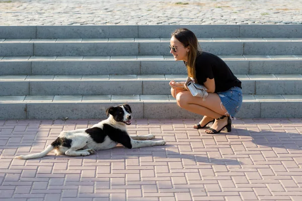 Üzletasszony Úgy Néz Megjegyzi Telefon Parkban Öltözött Szabad Stílusban — Stock Fotó