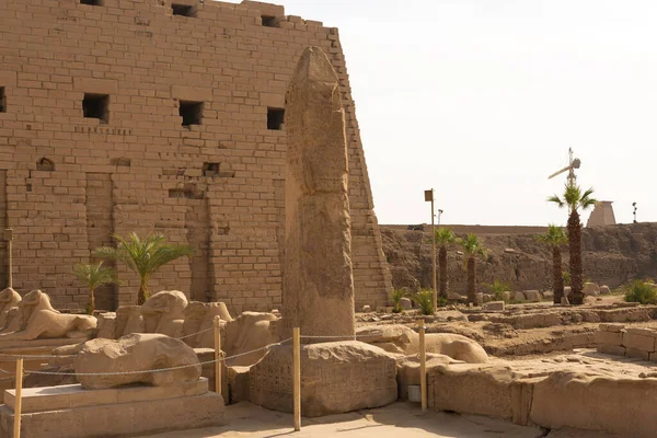 Fragment Alejki Sfinksów Świątyni Karnak Luxor Egipt — Zdjęcie stockowe