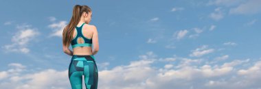 Spor giyimli genç, zayıf, atletik bir kız bir takım egzersizler yapıyor. Fitness ve sağlıklı yaşam tarzı.