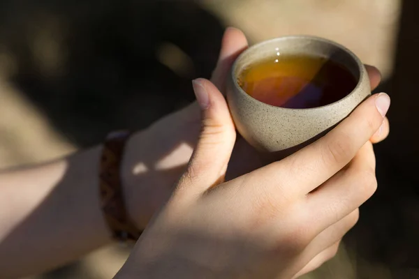 Керамические Чаши Глины Деревянном Фоне — стоковое фото