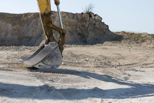 Een Close Van Emmer Van Een Zware Grote Graafmachine Een — Stockfoto