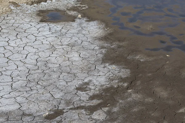 Part of a huge area of dried land suffering from drought in cracks.	