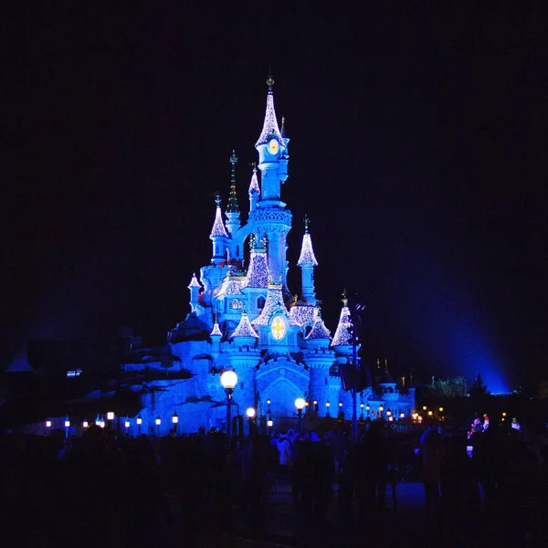 Widok Nocny Disneylandzie Paryżu — Zdjęcie stockowe