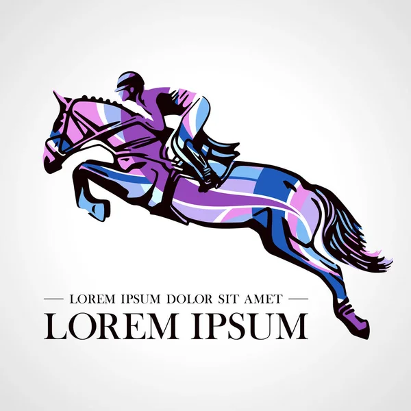 Logosunu görmeniz gerekir. Tasarım simgeler. Siluet ile jokey at yarış. Atlı spor. Poster. Spor. Jokey atlama binicilik. Vektör çizim.