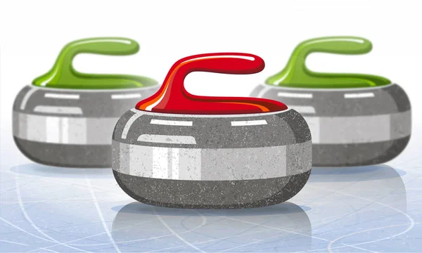 Pedras para curling jogo desportivo. Gelo. Rink. Ilustração vetorial . — Vetor de Stock