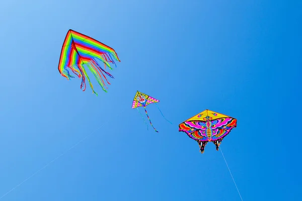 Colored Kites Flying Blue Sky — Stock Photo, Image