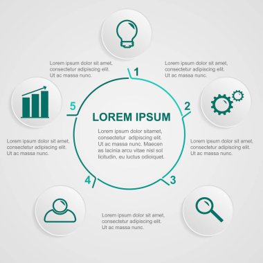 İş Infographic şablonu. Vektör diyagramı 5 seçeneği ile