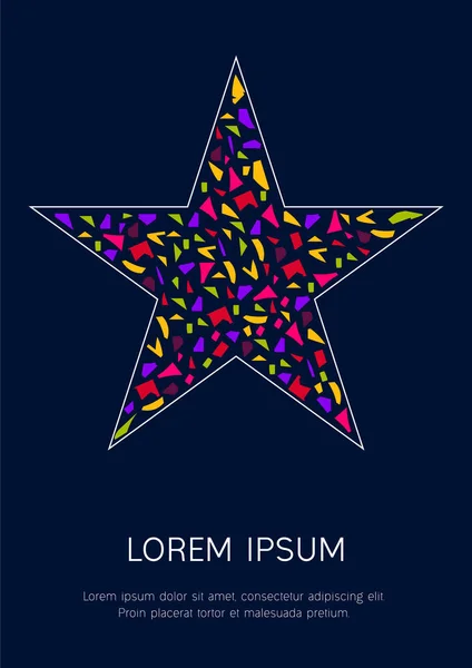 Star Whith Többszínű Mozaik Szilánkok Belül Sötétkék Háttérrel Vektorsablon Modern — Stock Vector