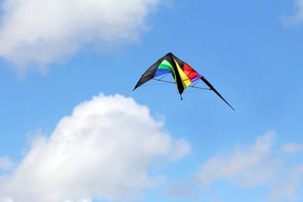 Flying Kite Sky Kite Flies Wind Autumn — Stock Photo, Image