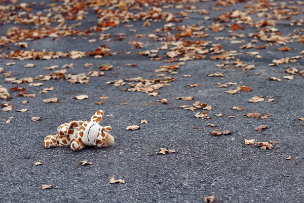 Bambino Perso Giocattolo Sulla Strada Incidente Con Bambino Sulla Strada — Foto Stock