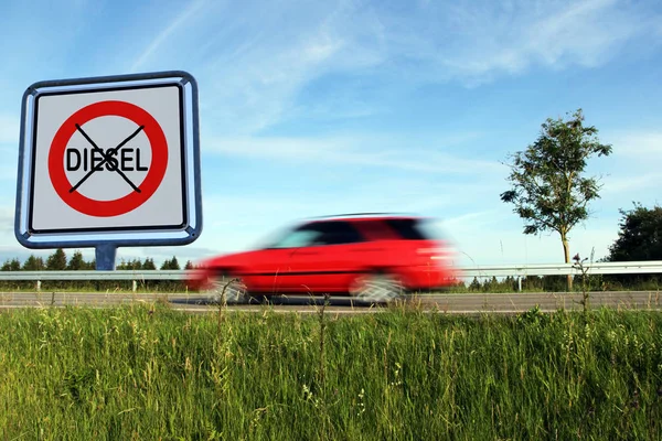 Zakaz Prowadzenia Pojazdów Silnikiem Diesla Niemieckich Drogach Zakaz Prowadzenia Pojazdów — Zdjęcie stockowe