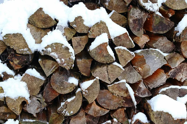 Kışın Bir Yığın Odun Kış Için Yakacak Odun — Stok fotoğraf
