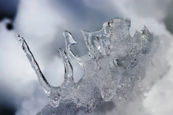 Close Frozen Ice Sculpture Winter — Stock Photo, Image