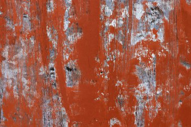 Kırmızı ve gri renkte paslı metal yüzeyi çizilmiş.