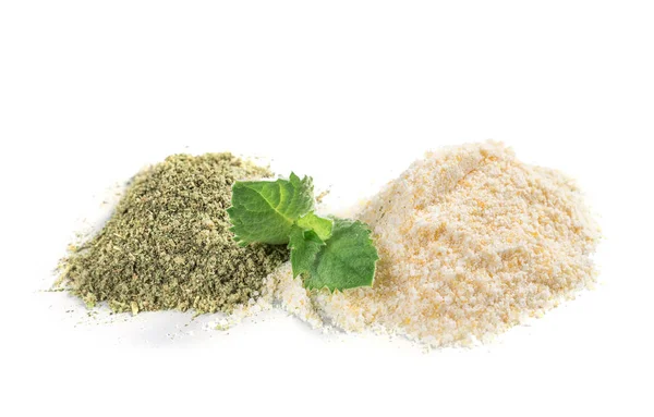 Ingredients Preparation Ayurvedic Powder Ubtan Dry Sage Oat Flour — Stock Photo, Image