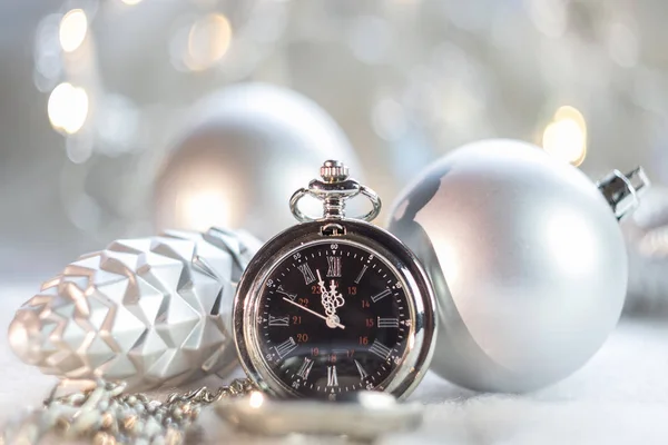 Fondo Navidad Con Relojes Bolsillo — Foto de Stock