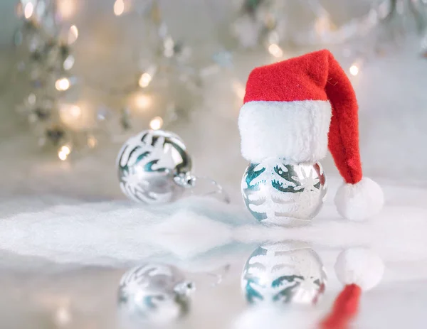 Jul Bakgrund Med Xmas Bollar Och Reflektion — Stockfoto