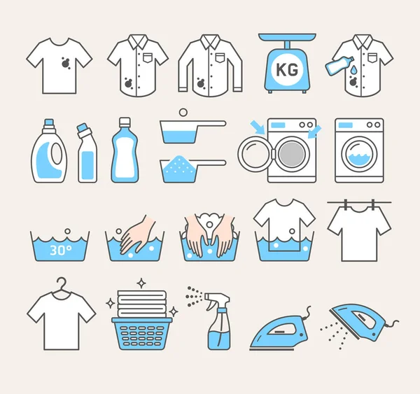 Laundry Service Icons Vector Illustrations — Stock Vector