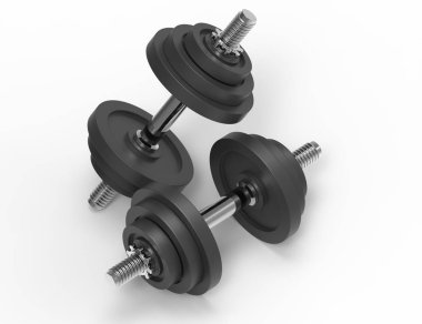 kırpma yolu ile beyaz arka plan üzerinde izole 3d iki halter.
