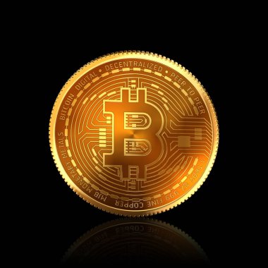 3d Bitcoin izole kırpma yolu ile siyah arka plan üzerine.