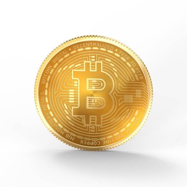 3d Bitcoin izole kırpma yolu ile beyaz arka plan üzerinde.