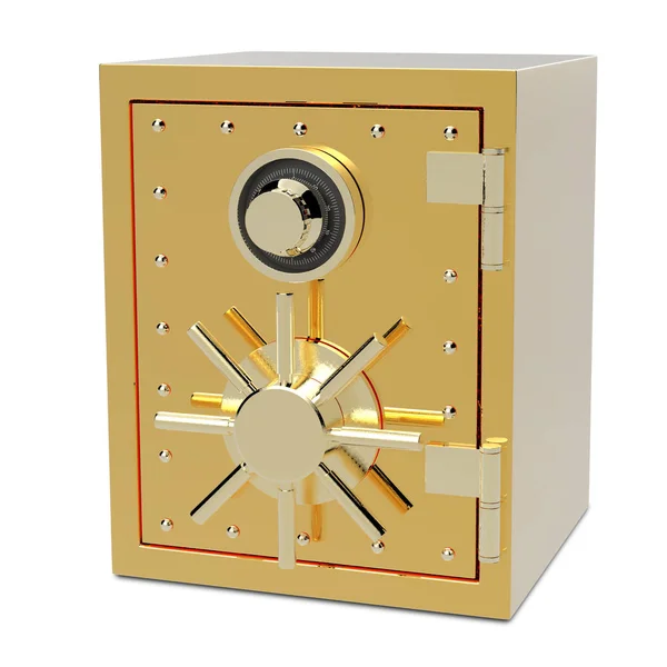 Gold Safe Box Isolated White Background Clipping Path — Stock Photo, Image