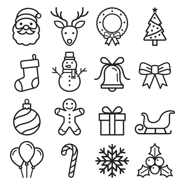 Kerst Iconen Ingesteld Vector Illustraties — Stockvector