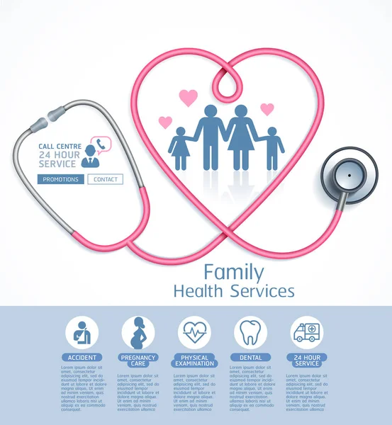 Οικογενειακή Υγεία Εικονογραφήσεις Φορέα Υπηρεσιών — Διανυσματικό Αρχείο