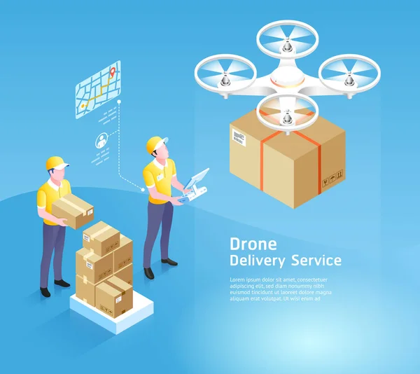 Tecnología Servicio Entrega Drones Ilustraciones Vectoriales — Foto de Stock